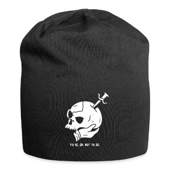 Totenkopf mit Dolch und Hamlet Zitat - Jersey-Beanie - Schwarz - Vorne