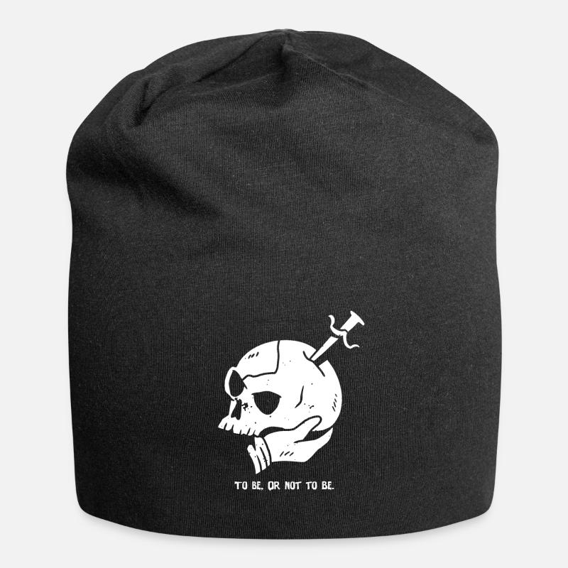 Totenkopf mit Dolch und Hamlet Zitat - Jersey-Beanie - Schwarz