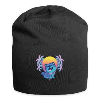Shiba Inu Vaporwave Aesthetic Retro - Jersey-Beanie - Schwarz - Vorne