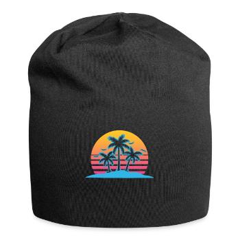 Palm Tree Vaporwave Aesthetic Retro - Jersey-Beanie - Schwarz - Vorne