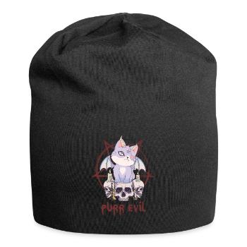 Kawaii Cat Skull Pentagram Ronronnant mal ok - Bonnet en jersey - noir - Devant