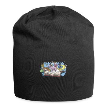 Bücherwurm Leseratte Buch Lesen - Jersey-Beanie - Schwarz - Vorne