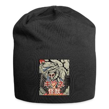 Kaiju Kitsune Nine-tailed Fox Kanagawa Wave - Jersey Beanie - black - Front