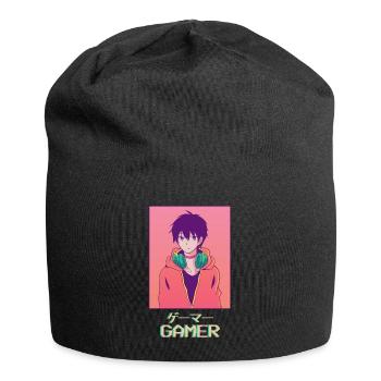 Gamer Anime Young Japanese Vaporwave Aesthetic - Jersey Beanie - black - Front