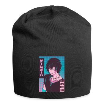 Game Over Anime Boy Jajpanese Vaporwave Ästhetisch - Jersey-Beanie - Schwarz - Vorne