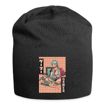 Gamer Anime Girl Vaporwave Aesthetic Gaming Ges - Jersey Beanie - black - Front