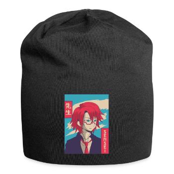 Sensei Anime Boy Japanese Vaporwave Aesthetic - Jersey Beanie - black - Front