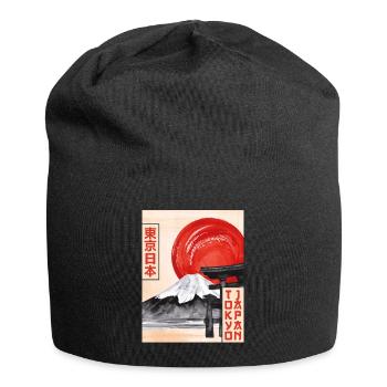 Mt Fuji Fujiyama Torri Gate Tokyo Japan Gift - Jersey Beanie - black - Front