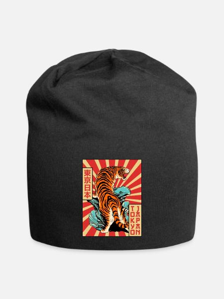 Tiger Tokio Japan Japanische Ästhetik Poster Gesch - Jersey-Beanie - Schwarz