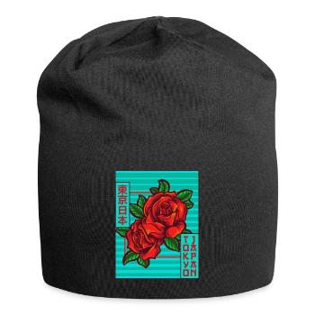 Roses Tokyo Japon Esthétique Japonaise Affiche Gesch - Bonnet en jersey - noir - Devant