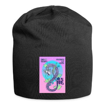 Dragon Japanese Vaporwave Aesthetic Gift - Jersey Beanie - black - Front