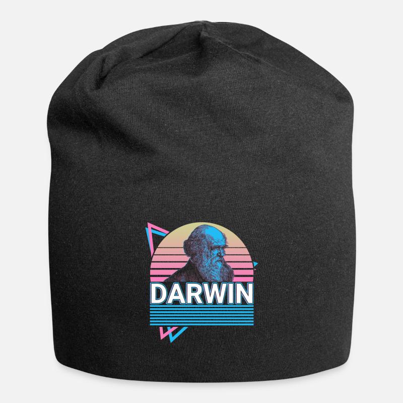 Charles Darwin Evolutionstheorie Retro Geschenk - Jersey-Beanie - Schwarz