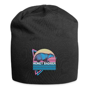 Honigdachs Retro-Geschenk - Jersey-Beanie - Schwarz - Vorne