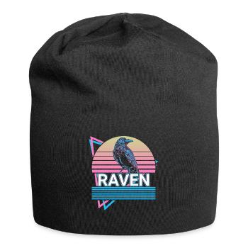 Raven Crow Retro Geschenk - Jersey-Beanie - Schwarz - Vorne