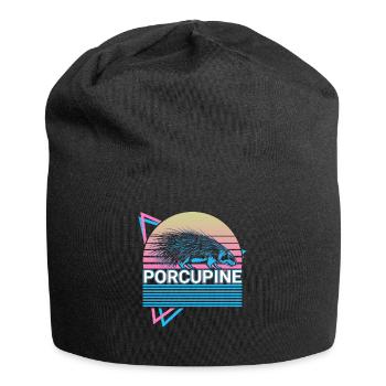 Stachelschwein Retro Geschenk - Jersey-Beanie - Schwarz - Vorne