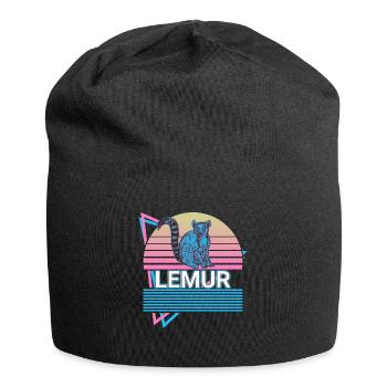 Lemur Retro Geschenk - Jersey-Beanie - Schwarz - Vorne