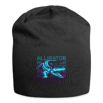 Alligator Krokodil Gator Retro Geschenk - Jersey-Beanie - Schwarz - Vorne