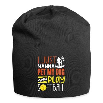 Il suffit de caresser mon chien et de jouer au softball - Bonnet en jersey - noir - Devant