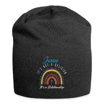 Jesus, Es Ist Keine Religion Es Ist Eine Beziehung - Jersey-Beanie - Schwarz - Vorne