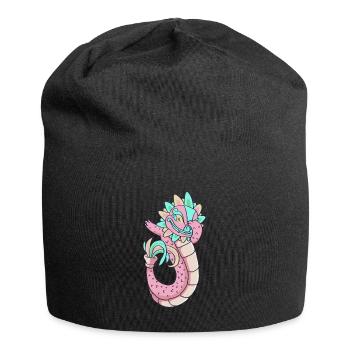 Tupfende Quetzalcoatl Aztekische Gefiederte Schlan - Jersey-Beanie - Schwarz - Vorne