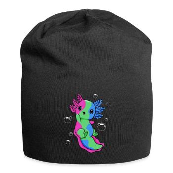 Polysexuelle Flagge Axolotl Haufen Kawaii - Jersey-Beanie - Schwarz - Vorne