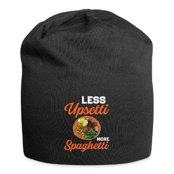 Funny spaghetti bowl meatballs - Jersey Beanie - black - Front