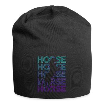 Pferd Retro - Jersey-Beanie - Schwarz - Vorne