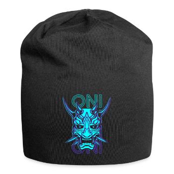 Oni Mask Japanese Yoaki Demon Mask Retro - Jersey Beanie - black - Front