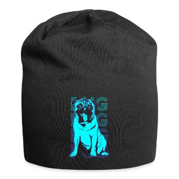 Mops Retro - Jersey-Beanie - Schwarz - Vorne