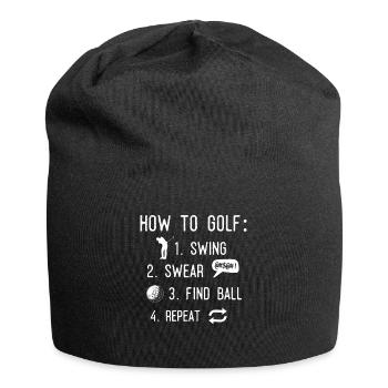 How to play golf, golf ball - Jersey Beanie - black - Front