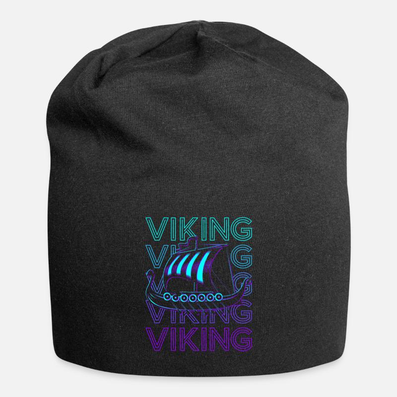 Wikingerschiff Langschiff Retro - Jersey-Beanie - Schwarz