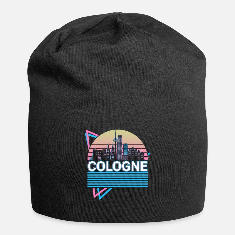 Köln Stadt Skyline Stadtbild Retro - Jersey-Beanie - Schwarz