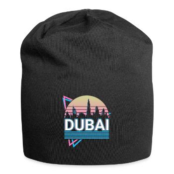 Dubai Stadt Skyline Stadtbild Retro - Jersey-Beanie - Schwarz - Vorne