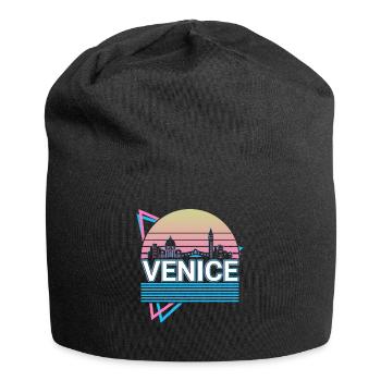 Venedig Stadt Skyline Stadtbild Retro - Jersey-Beanie - Schwarz - Vorne