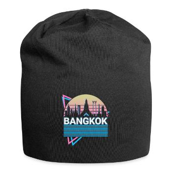 Bangkok Stadt Skyline Stadtbild Retro - Jersey-Beanie - Schwarz - Vorne