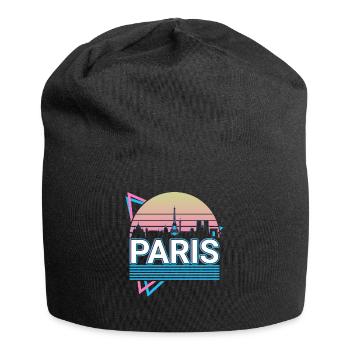 Paris City Skyline Cityscape Rétro - Bonnet en jersey - noir - Devant