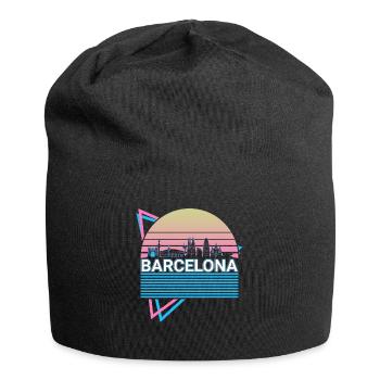 Barcelona Stadt Skyline Stadtbild Retro - Jersey-Beanie - Schwarz - Vorne