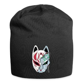 Cyborg Kitsune Mask Fox Mask Cyber Aesthetics - Jersey Beanie - black - Front