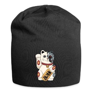Cyborg Maneki Neko Cat Cyber Aesthetics - Jersey Beanie - black - Front