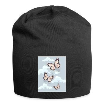 Dänische Pastell-Ästhetik Schmetterlinge - Jersey-Beanie - Schwarz - Vorne