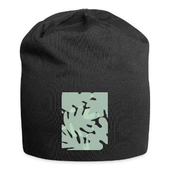 Dänische Pastell-Ästhetik-Blätter - Jersey-Beanie - Schwarz - Vorne