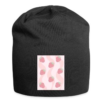Dänische Pastell-Ästhetik-Erdbeeren - Jersey-Beanie - Schwarz - Vorne