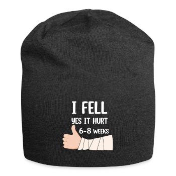 Gebrochener Arm Spruch - Fraktur Gipsarm - Jersey-Beanie - Anthrazit - Vorne