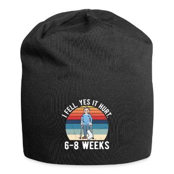 Gebrochenes Bein Spruch - Fraktur Gipbein - Jersey-Beanie - Schwarz - Vorne