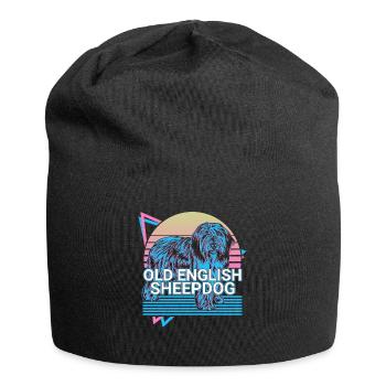 Vieux chien de berger anglais Retro - Bonnet en jersey - noir - Devant