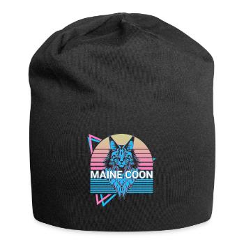 Maine Coon Cat Rétro - Bonnet en jersey - noir - Devant