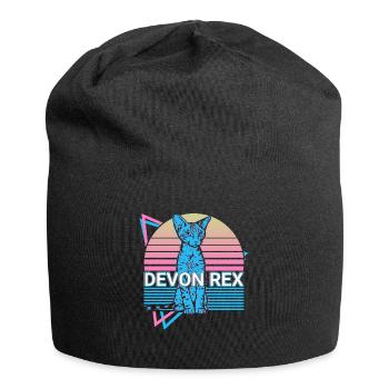Devon Rex Cat Retro - Jersey Beanie - black - Front