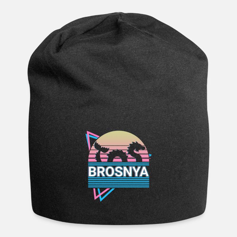 Brosnya Cryptozoology Retro - Jersey Beanie - black