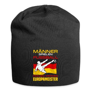 MÄNNER SPIELEN FUSSBALL FRAUEN WERDEN EUROPAMEISTE - Jersey-Beanie - Schwarz - Vorne