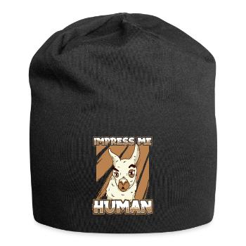 Alpaka - Jersey-Beanie - Schwarz - Vorne